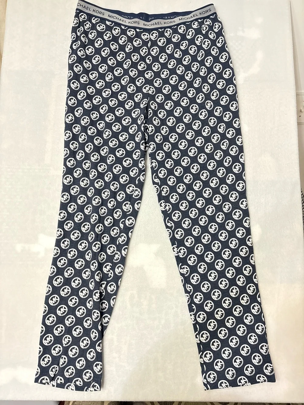Michael Kors Navy and White Mens MK Logo Sleep Pants size XLARGE   EUC